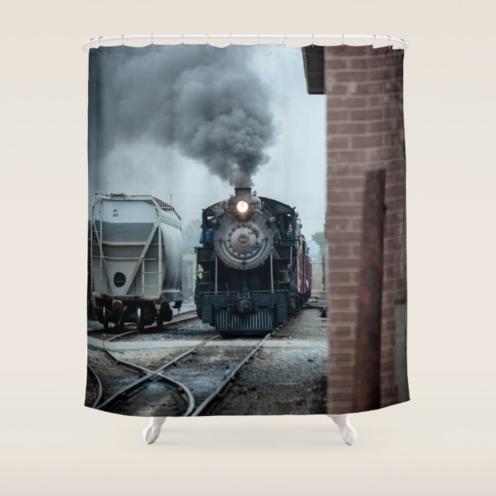 Strasburg Railroad Steam Engine #90 Vintage Train Locomotive Pennsylvania Shower Curtain Gallery Image 1