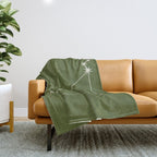 Capricorn Zodiac Star Constellation Line Art Olive Green Throw Blanket Gallery Image 1
