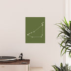 Capricorn Zodiac Star Constellation Line Art Olive Green Poster Gallery Image 2
