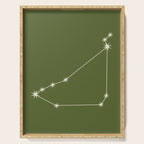Capricorn Zodiac Star Constellation Line Art Olive Green Serving Tray Gallery Image 1