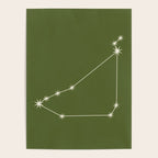 Capricorn Zodiac Star Constellation Line Art Olive Green Poster Gallery Image 4