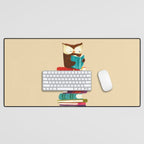 Owl Reading Rainbow Desk Mat Gallery Image 1