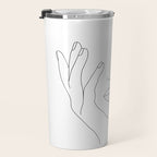 Minimal Line Art Woman with Hands on Face Travel Mug Gallery Image 3
