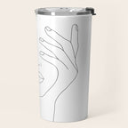 Minimal Line Art Woman with Hands on Face Travel Mug Gallery Image 2