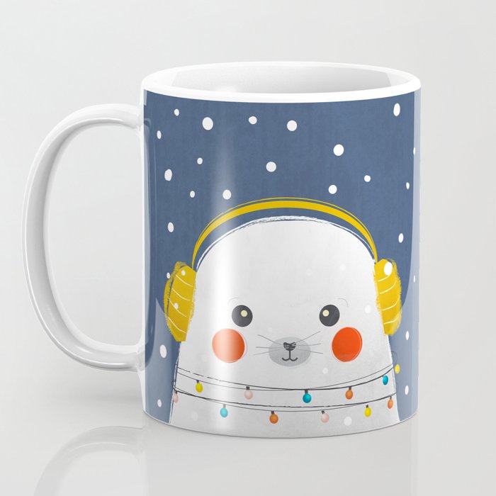 Christmas Baby Seal with fairy lights Coffee Mug Gallery Image 3