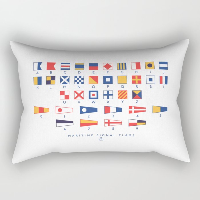 Maritime Nautical Signal Flags Chart - White Rectangular Pillow Gallery Image 2