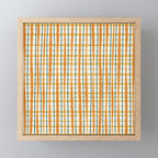 Retro Picnic Plaid Stripes - Watercolor Striped Pattern in Ochre, Mustard, Blue, and Cream Mini Art Print Gallery Image 1