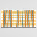 Retro Picnic Plaid Stripes - Watercolor Striped Pattern in Ochre, Mustard, Blue, and Cream Desk Mat Gallery Image 3