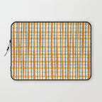 Retro Picnic Plaid Stripes - Watercolor Striped Pattern in Ochre, Mustard, Blue, and Cream Laptop Sleeve Gallery Image 1