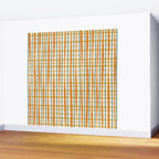 Retro Picnic Plaid Stripes - Watercolor Striped Pattern in Ochre, Mustard, Blue, and Cream Wall Mural Gallery Image 2