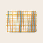 Retro Picnic Plaid Stripes - Watercolor Striped Pattern in Ochre, Mustard, Blue, and Cream Bath Mat Gallery Image 1