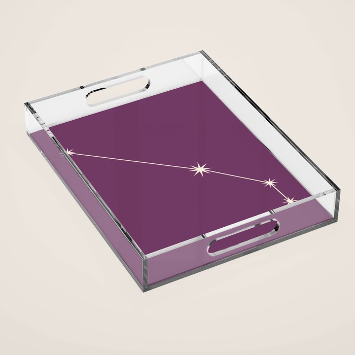 Aries Zodiac Star Constellation Line Art Mauve Purple Acrylic Tray Gallery Image 1