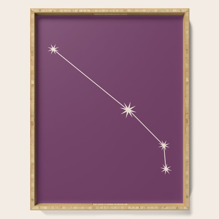 Aries Zodiac Star Constellation Line Art Mauve Purple Serving Tray Gallery Image 1