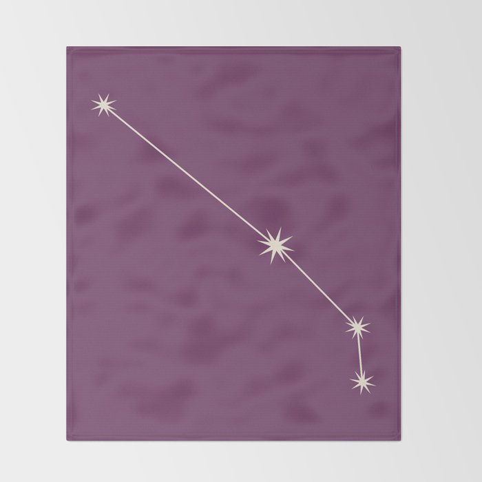 Aries Zodiac Star Constellation Line Art Mauve Purple Throw Blanket Gallery Image 2