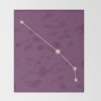 Aries Zodiac Star Constellation Line Art Mauve Purple Throw Blanket Gallery Image 2