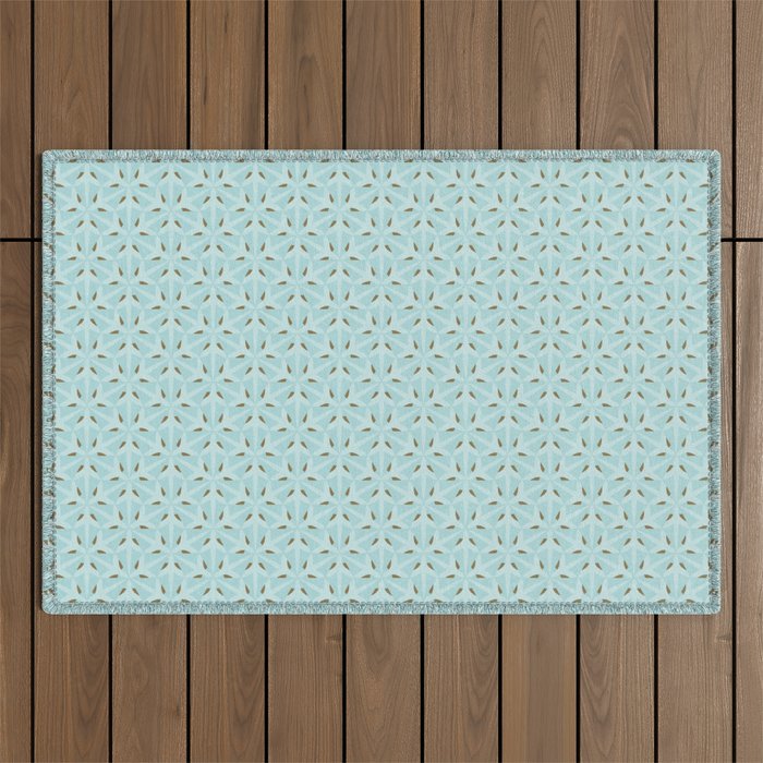 Sky Blue Moroccan Geometric Birds in Flight Outdoor Rug Gallery Image 1