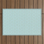 Sky Blue Moroccan Geometric Birds in Flight Outdoor Rug Gallery Image 1