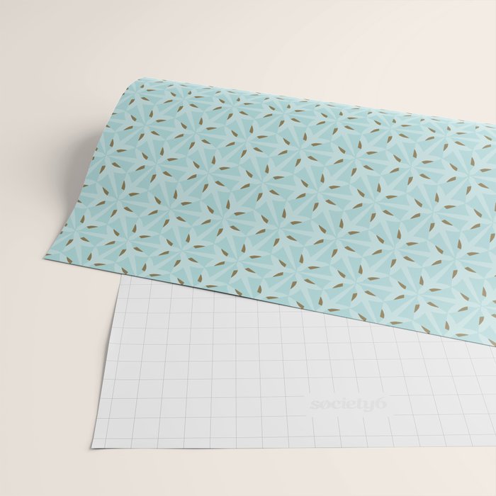 Sky Blue Moroccan Geometric Birds in Flight Wrapping Paper Gallery Image 2