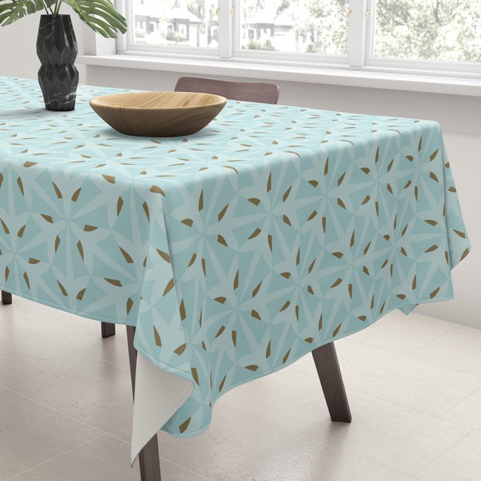 Sky Blue Moroccan Geometric Birds in Flight Tablecloth Gallery Image 3