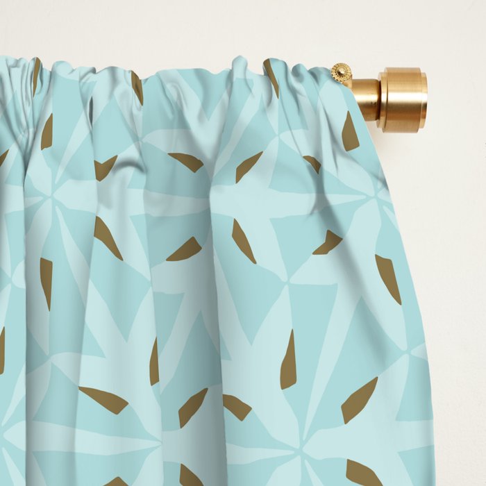 Sky Blue Moroccan Geometric Birds in Flight Window Curtain Gallery Image 2