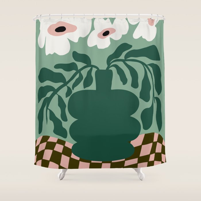 Bold Blossom Pottery Shower Curtain Gallery Image 1