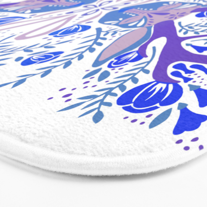 Floral Antlers - Blue Palette Bath Mat Gallery Image 3