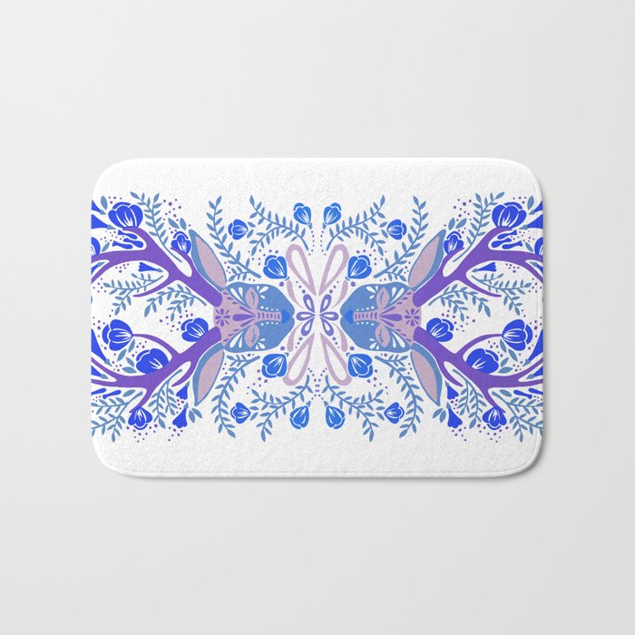 Floral Antlers - Blue Palette Bath Mat Gallery Image 1