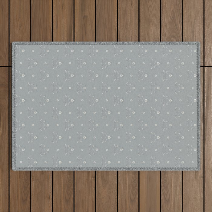 Cafe Floral - Dusty Blue Outdoor Rug Gallery Image 1