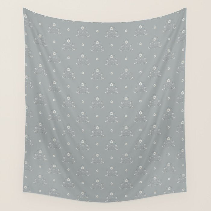 Cafe Floral - Dusty Blue Wall Tapestry Gallery Image 1