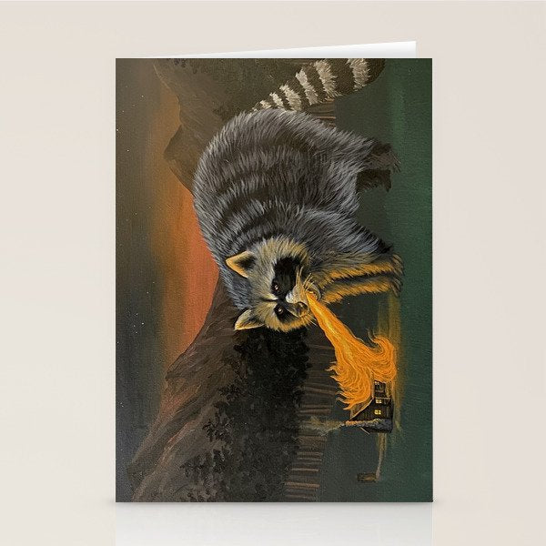 Fire Breathing Raccoon Stationery Card Gallery Image 1