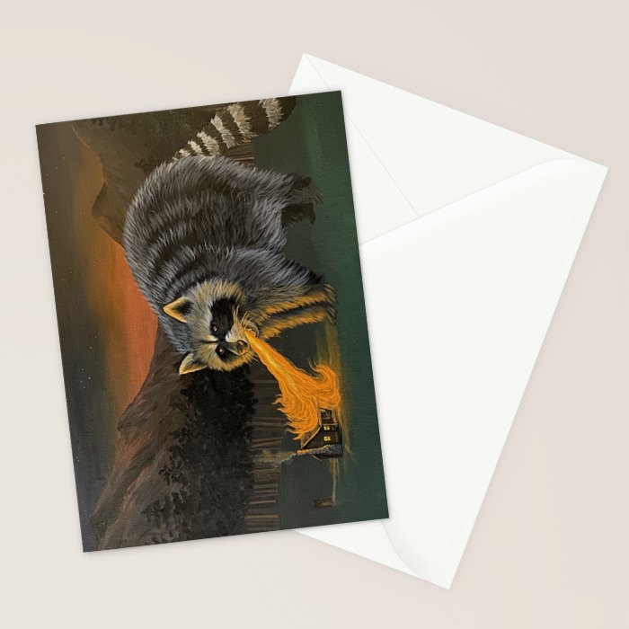 Fire Breathing Raccoon Stationery Card Gallery Image 2