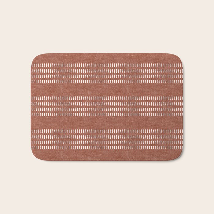 farmhouse stitch - rust Bath Mat Gallery Image 1