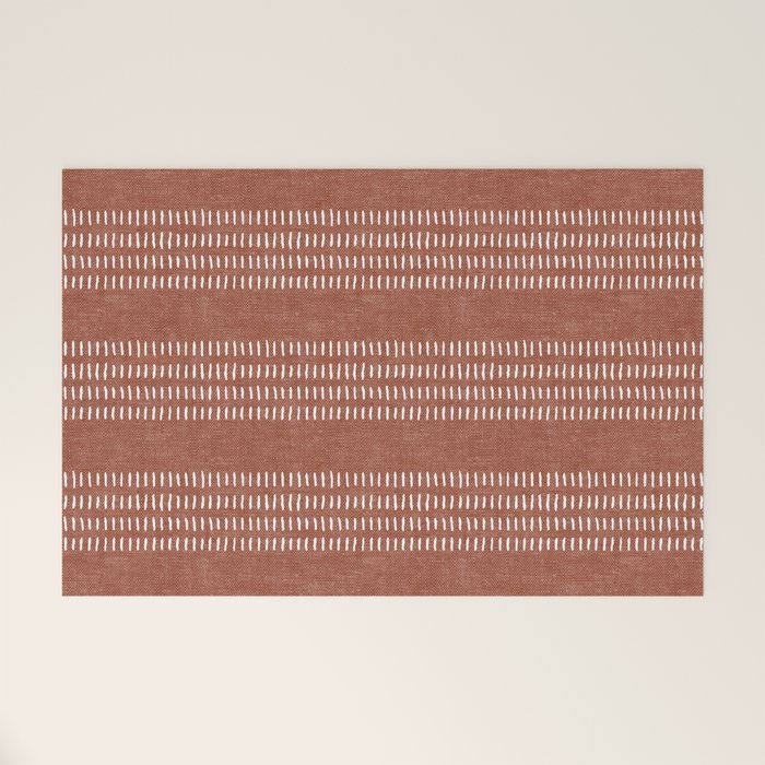 farmhouse stitch - rust Welcome Mat Gallery Image 1