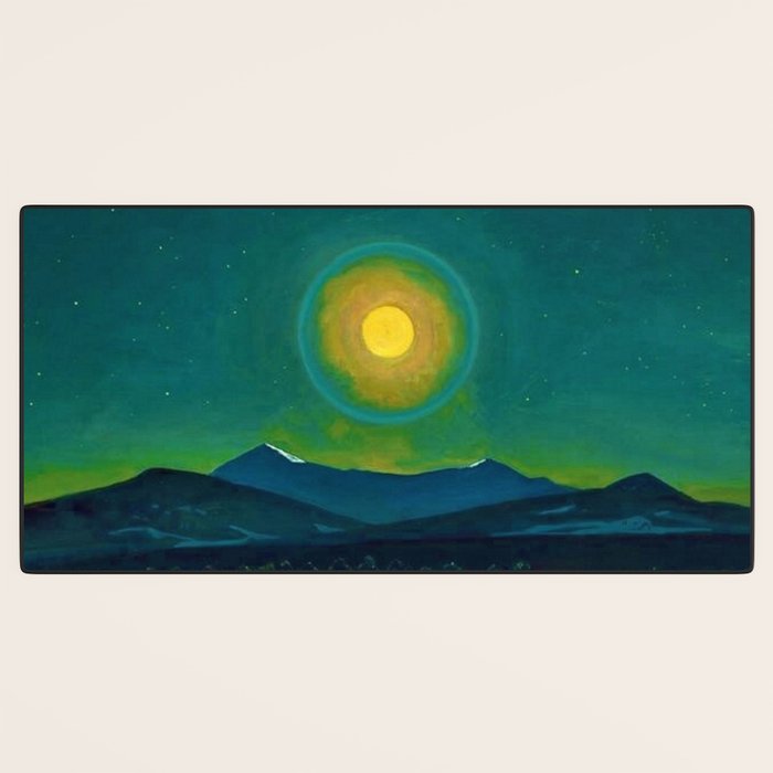 Winter Moonlight Mountain Landscape by Rockwell Kent Appalachian Desk Mat Gallery Image 3