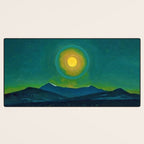 Winter Moonlight Mountain Landscape by Rockwell Kent Appalachian Desk Mat Gallery Image 3