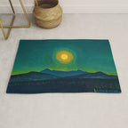 Winter Moonlight Mountain Landscape by Rockwell Kent Appalachian Rug Gallery Image 1