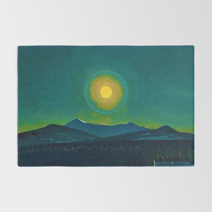 Winter Moonlight Mountain Landscape by Rockwell Kent Appalachian Rug Gallery Image 2