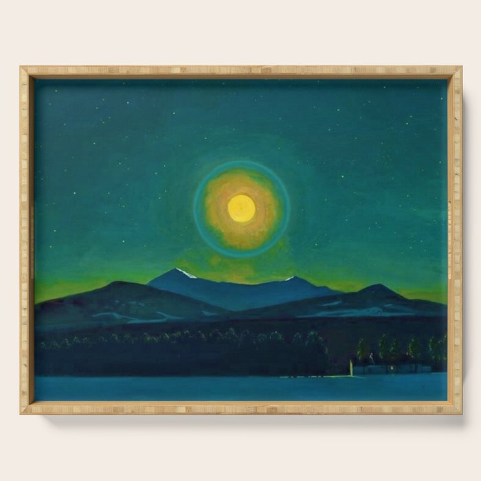 Winter Moonlight Mountain Landscape by Rockwell Kent Appalachian Serving Tray Gallery Image 1