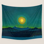 Winter Moonlight Mountain Landscape by Rockwell Kent Appalachian Wall Tapestry Gallery Image 4