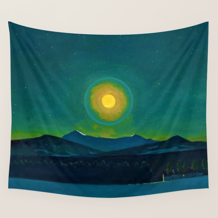 Winter Moonlight Mountain Landscape by Rockwell Kent Appalachian Wall Tapestry Gallery Image 4