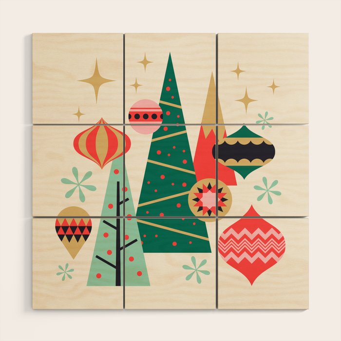 Retro Christmas Card Theme - Plain White Wood Wall Art Gallery Image 1