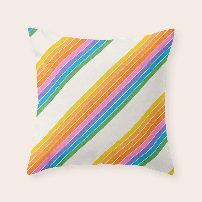 Candy Stripes - Rainbow Brites Throw Pillow Gallery Image 6