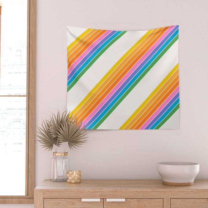 Candy Stripes - Rainbow Brites Wall Tapestry Gallery Image 2