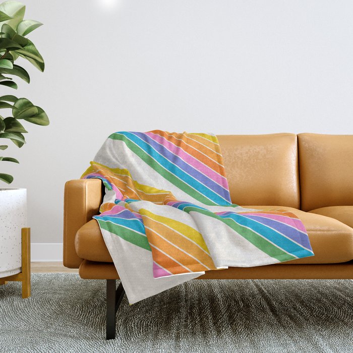 Candy Stripes - Rainbow Brites Throw Blanket Gallery Image 1