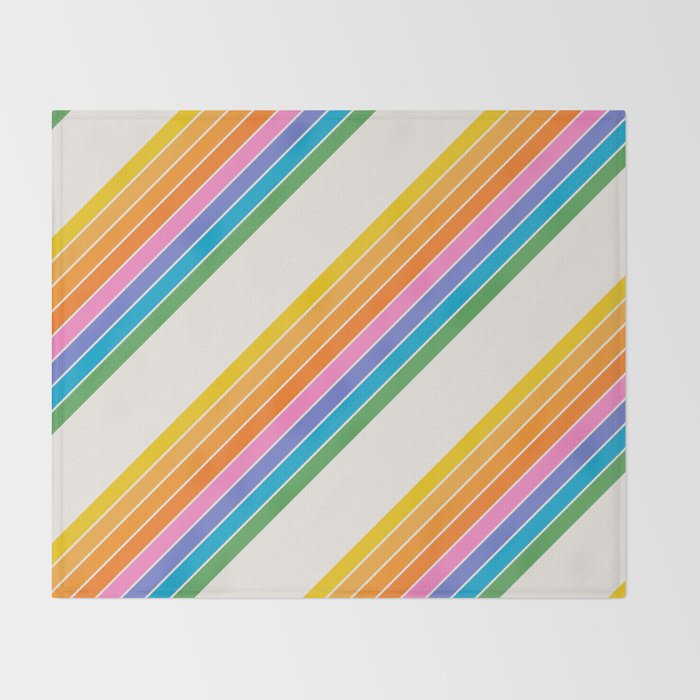 Candy Stripes - Rainbow Brites Throw Blanket Gallery Image 2