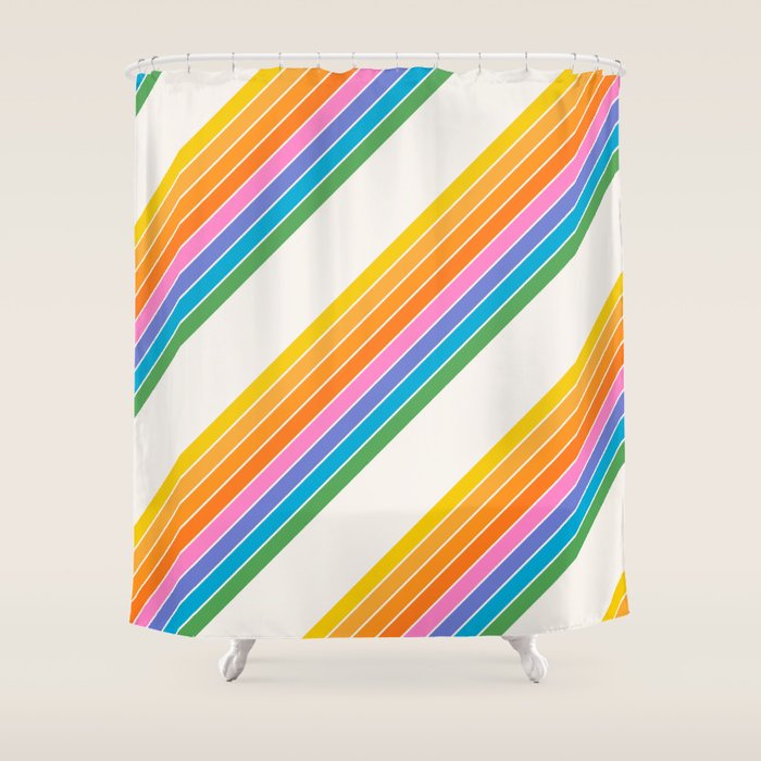 Candy Stripes - Rainbow Brites Shower Curtain Gallery Image 1