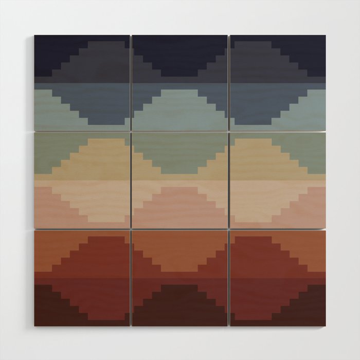 Geometric Aztec Pyramid Pattern III Wood Wall Art Gallery Image 1