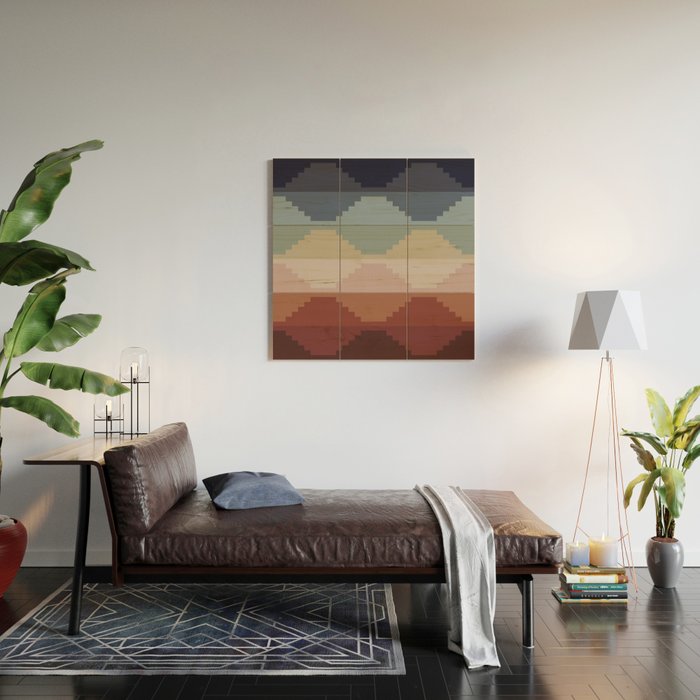 Geometric Aztec Pyramid Pattern III Wood Wall Art Gallery Image 2