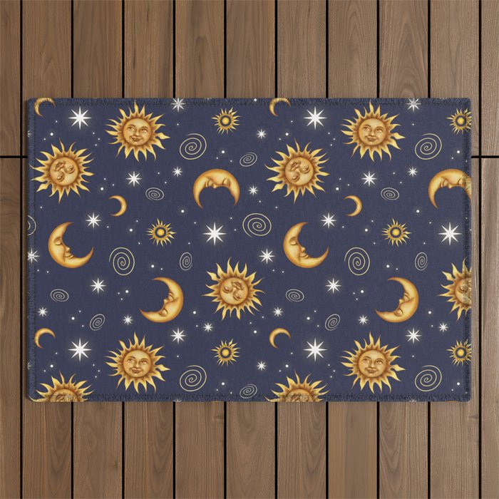 Vintage Celestial Mood Outdoor Rug Gallery Image 1