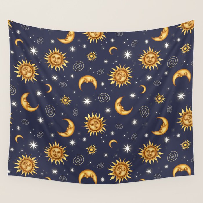 Vintage Celestial Mood Wall Tapestry Gallery Image 1